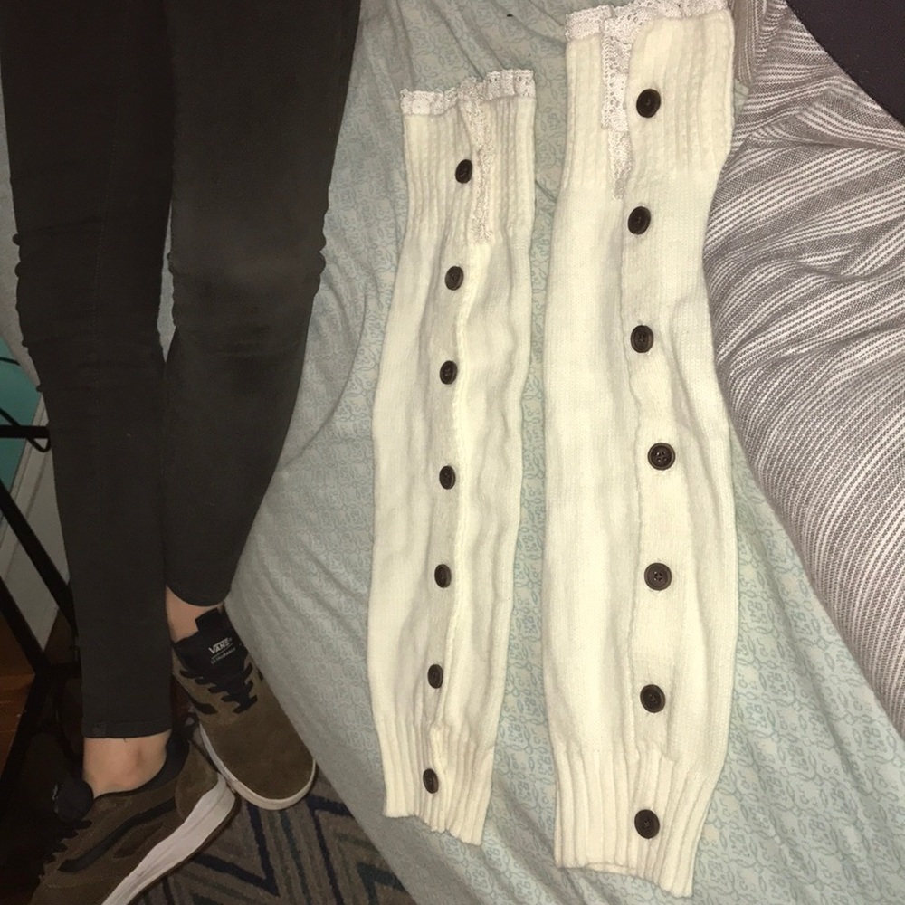 White button down leg warmers